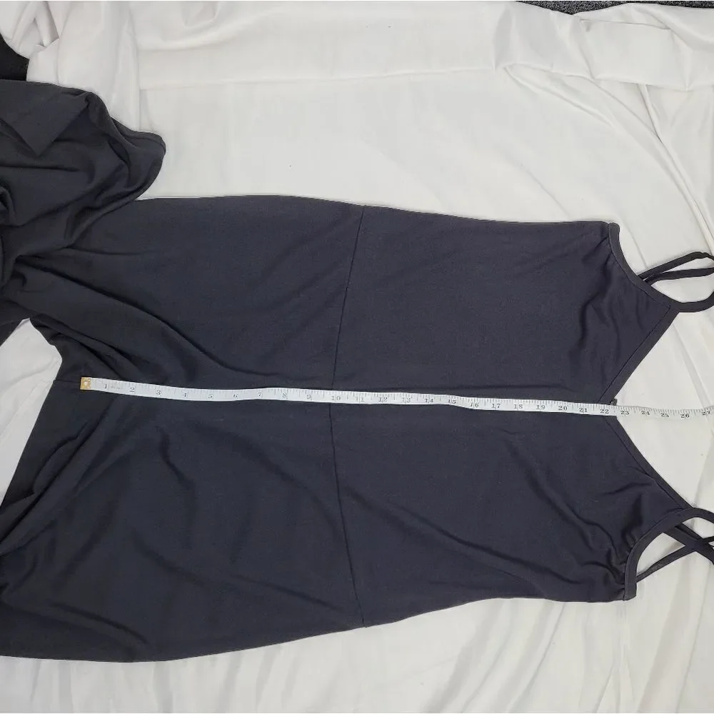 VINTAGE 90s black jumpsuit tank top wide‎ leg crop adjustable straps L